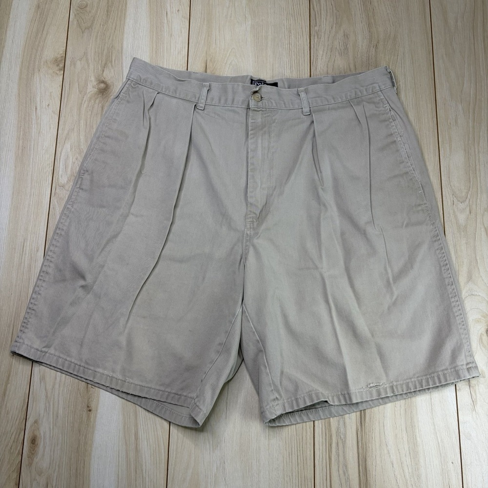 Vintage Polo By Ralph Lauren Mens 36W Chino Shorts Made In USA Cotton